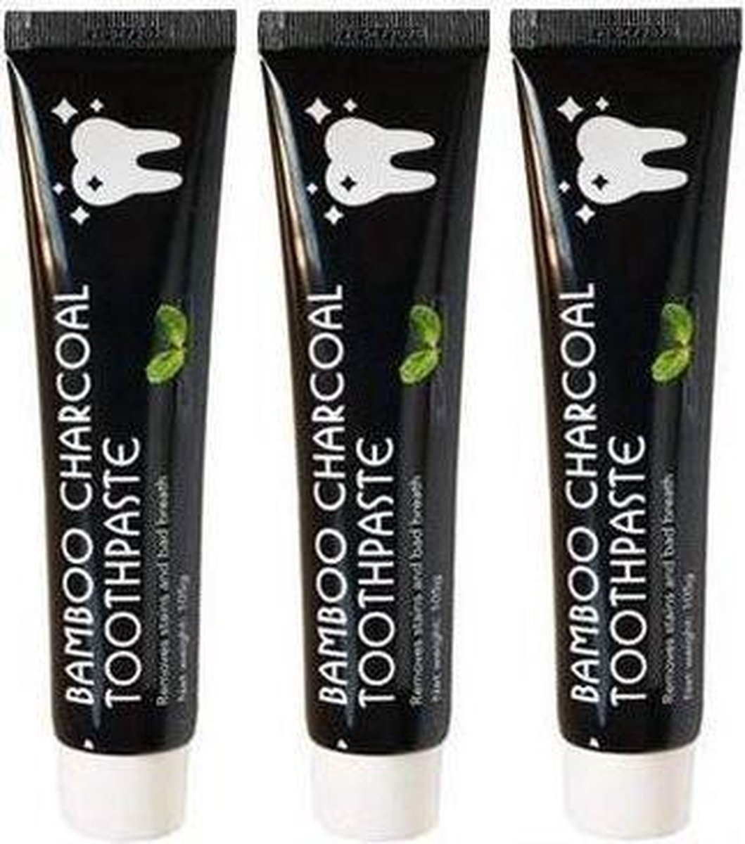 3x Houtskool Tandpasta 105g - BAMBOO Charcoal Toothpaste - Tandpasta - Voor Wittere Tanden - Tanden Bleken