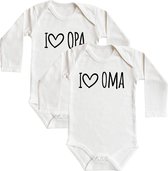 Baby rompertjes - I love opa & i love oma - maat: 62/68 - lange mouw - baby - opa - romper opa - oma - romper oma - rompertjes baby - rompertjes baby met tekst - rompers - rompertje - rompert