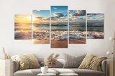 Schilderij -Zonsondergang op het strand II,   5 luik, 200x100cm, Premium print