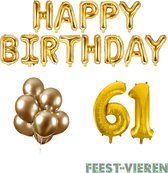 61 jaar Verjaardag Versiering Ballon Pakket Goud
