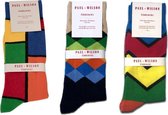 Gekleurde herensokken - 3 paar - vrolijke gekleurde sokken - katoenen sokken