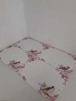 Rood met zwarte vogels en bladeren placemats- vier stuks