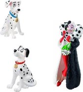 101 Dalmatiërs speelset/taarttoppers - Cruella De Vil, Pongo en Peggy - 7-10 cm - Bullyland