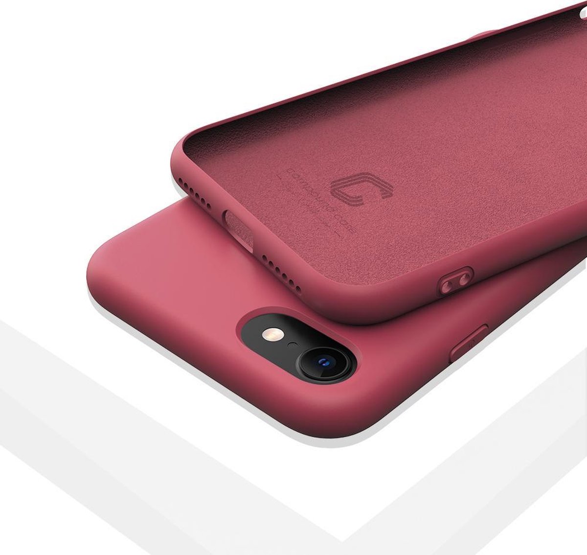 LIQUID | 180° Protection - Silicone Velvet + MicroFibre Shockproof Backcover - Telefoon Hoesje voor iPhone 7/8 - Watermeloen Rood