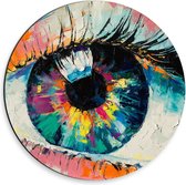 Dibond Wandcirkel - Oog van Regenboogkleuren - 30x30cm Foto op Aluminium Wandcirkel (met ophangsysteem)