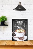 3d effect Retro Hout Poster All you need Coffie
