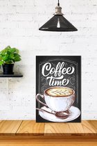 3d Retro Hout Poster Coffee Time