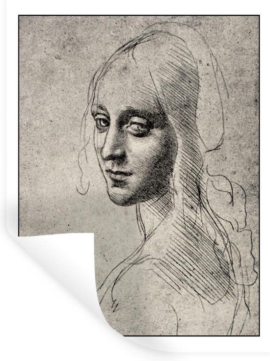 Muursticker Da Vinci Engel van Virgin of the Rocks Schets van Leonardo da Vinci