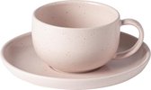 Costa Nova - vaisselle - tasse et soucoupe Pacifica rose - 0, 22L - poterie - lot de 6 - H 5 cm