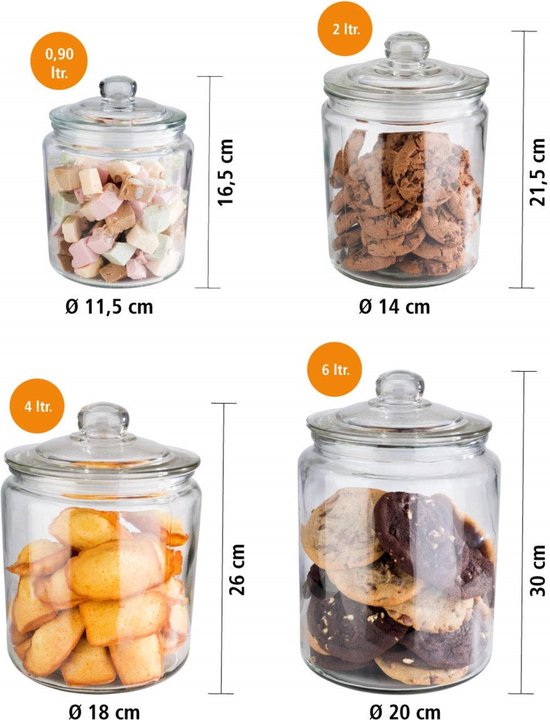 Bocaux de Bocaux de conservation - Couvercle hermétique - Pot de rangement - Glas - Ø11.5 cm
