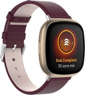 Shop4 - Fitbit Versa 3 Bandje - Kunstleer Donker Rood