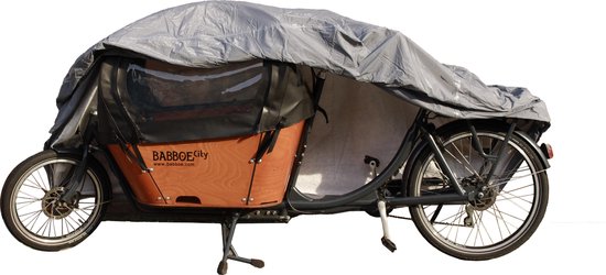 DeZeilenSpecialist Bakfietshoes - Bakfiets beschermhoes - Tweewieler Bakfietshoes - 2 Wieler Bakfietshoes - Geschikt voor Babboe City Go - Grijs - Voorzien van slotgat van DeZeilenSpecialist — afbeelding 4