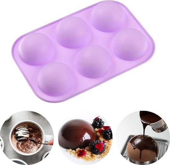 ZijTak - halve bol - 2 STUKS - silicone - chocolate bomb - dessert - Pastel paars