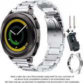 Zilver kleurig Metalen Bandje en siliconen beschermcase geschikt voor de Samsung Galaxy Watch 42mm, silver smartwatch strap and case – Maat: zie maatfoto