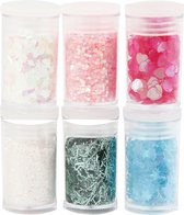 Glitter en pailletten, pastelkleuren, 6x5 gr/ 1 doos