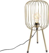 QAZQA wire - Moderne Tripod/driepoot tafellamp - 1 lichts - H 56 cm - Goud/messing -  Woonkamer | Slaapkamer | Keuken