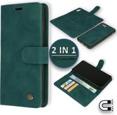 Casemania Hoesje Geschikt voor Apple iPhone SE 2020 Emerald Green - 2 in 1 Magnetic Book Case