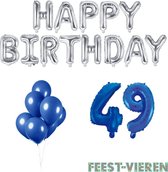49 jaar Verjaardag Versiering Ballon Pakket Blauw & Zilver