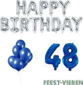 48 jaar Verjaardag Versiering Ballon Pakket Blauw & Zilver