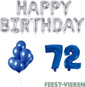 72 jaar Verjaardag Versiering Ballon Pakket Blauw & Zilver