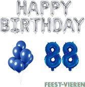 88 jaar Verjaardag Versiering Ballon Pakket Blauw & Zilver