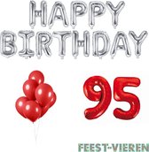 95 jaar Verjaardag Versiering Ballon Pakket Rood & Zilver