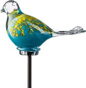 Tuinsteker vogel 115 cm 2 kleuren- tuindecoratie - tuinkunst glazen vogel- tuinprikker - tuinpendel - tuinsteker