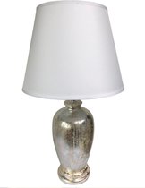 Tafellamp Segura zilver/crème 41cm - decoratie - sfeer - verlichting - tafel - lamp - lampenkap - lampen - cadeau