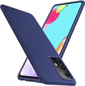 Samsung Galaxy A52 / A52S Hoesje Twill Slim Textuur Back Cover Blauw