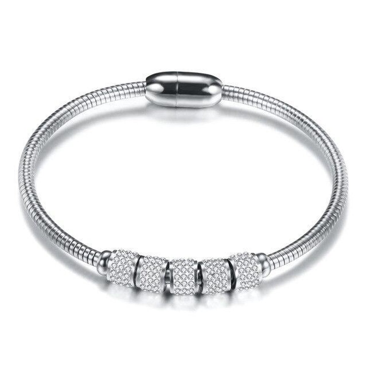 Amodi® Jewellery - Zirkonia Beads Armband - Zilverkleurig - Amodi