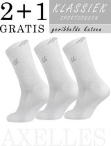 Sportsokken, geribbeld enkelboord met logo, wit-grijs, 2+1 gratis geschenkset, maat 42/43 (27).