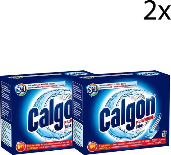 Calgon Wasmachine Reiniger en Anti kalk 3 in 1 Powerball Tabs - 55 Tabletten x2