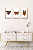 Hout Poster Dog Vlinder Cat