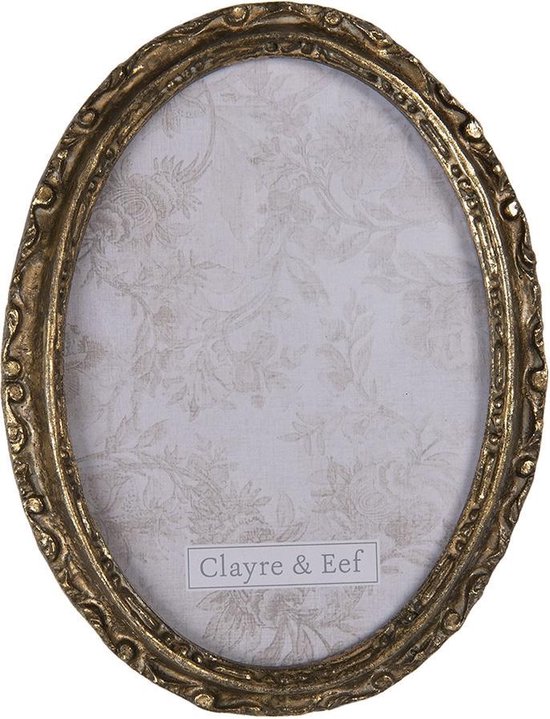 Clayre & Eef Fotolijst 15*2*20 cm / 13*18 cm Goudkleurig Kunststof, Glas  Ovaal... | bol.com