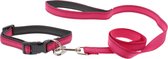 Set Hondenriem + verstelbare halsband - 30-50 cm verstelbaar - riem 100 cm - M - Roze - Nylon