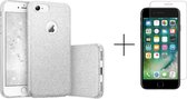 Apple iPhone 8 Back Cover Telefoonhoesje | Zilver | TPU hoesje | Glitter + 1x screenprotector