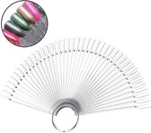 De Sera Nagelwaaier - Nagel Display - Kleurenwaaier Nagellak - Oefenwaaier voor Nagellak en Nail Art - Set van 50 op Ring - Transparant
