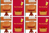 8 Luxe wenskaarten - Dikkie Dik - 12 x 17 cm - Verjaardag/ felicitatie -  Gevouwen kaart met gekleurde envelop