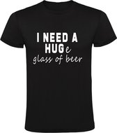 All i need is a hug glass of beer Heren t-shirt | bier | alcohol | alcoholist | grappig | cadeau | Zwart