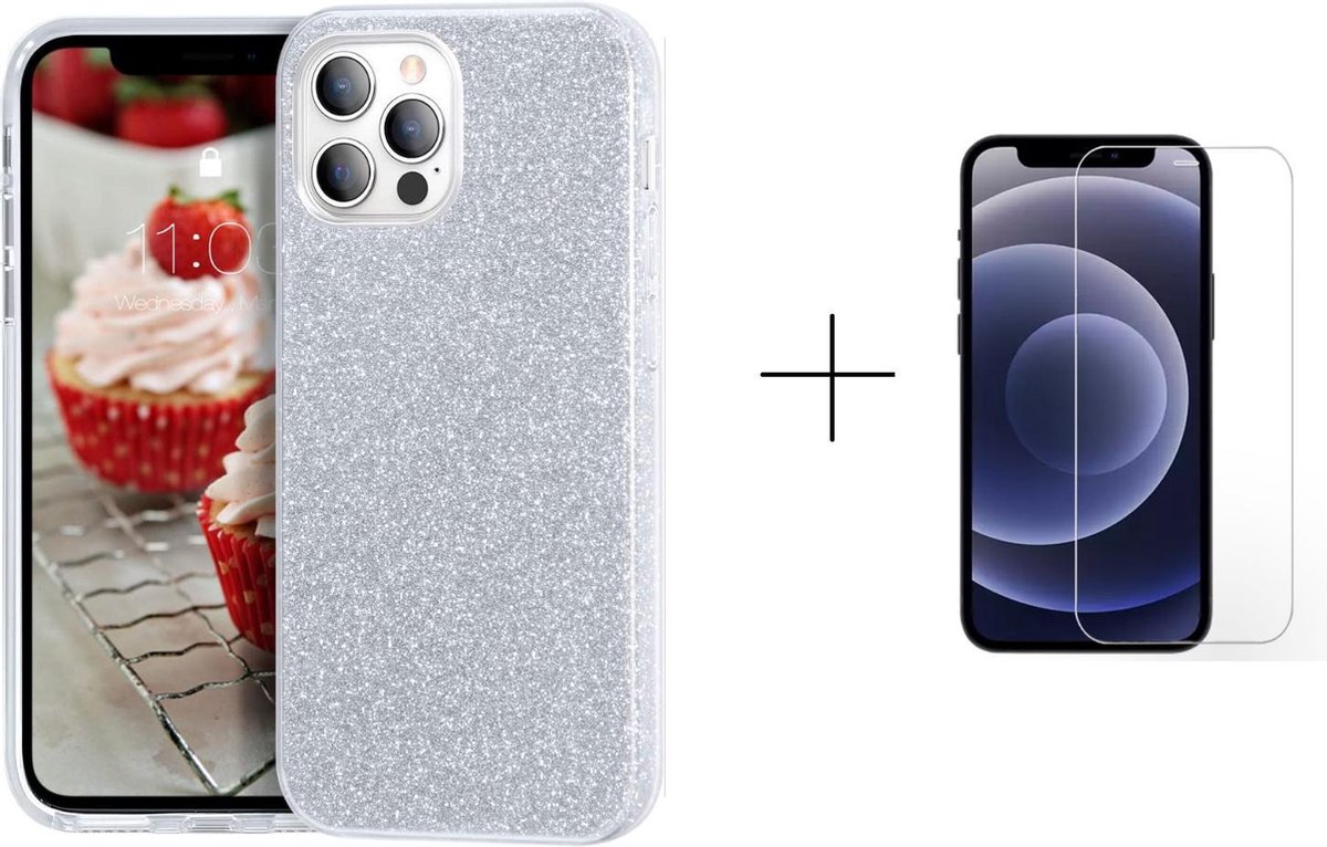 All About Your Phone Telefoonhoesje - Back Cover - Geschikt Voor Apple IPhone 12 - Zilver