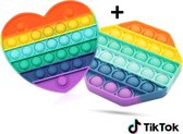 2 st. Pop it fidget toy Rainbow / regenboog hartje en achthoek