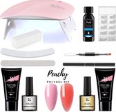 PEACHY ® Paris POLYGEL Kit - Mini UV/Led Lamp - 2 Kleuren : Roze/Clear Red 30gr - Nageldroger - Gellak - Nagellak set - Starterspakket - Starterpack Start Pakket - Nagellakset - Nagelverlengi