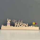 Paasdecoratie Vrolijk pasen  - Paasdecoratie - Pasen - Decoratie hout - Raamdecoratie - Paashaas