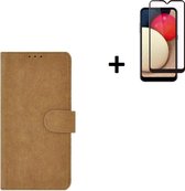 Samsung Galaxy A42 Hoesje - Bookcase - Samsung Galaxy A42 Screenprotector - Samsung A42 Hoes Wallet Book Case Bruin + Full Screenprotector