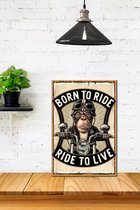 3D Retro hout Poster Kleine Born to Ride 2
