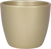 Kleine bloempot/plantenpot van keramiek in het parelgoud D15.5 en H13.5 cmÃ‚Â - Binnen gebruik - Gladde afwerking