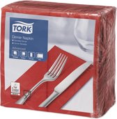 Tork tissue servet 39x39cm 2-laags 1/8-vouw rood 12x150