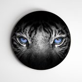 Muurcirkel tiger eyes | zwart/wit | wanddecoratie dieren - 90x90cm, Forex