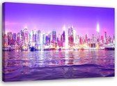 Schilderij New York City, 2 maten, paars/roze, Premium print