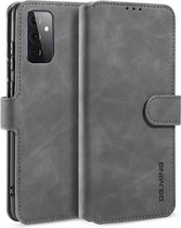 caseme - Hoesje geschikt voor Samsung Galaxy A72 - met magnetische sluiting - ming serie - leren book case - grijs